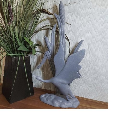 BIRD IN REEDS Elur Iron Ornament 47cm Grey Shimmer