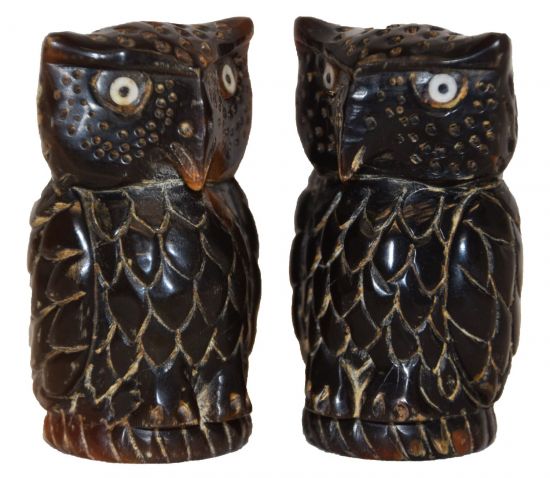 Chunky Hand carved - dark Owl - decorative ornament