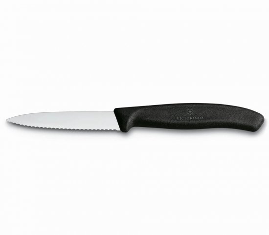 Victorinox Swiss Classic Paring Knife with Pointed Tip and Serrated Edge - 8cm Black