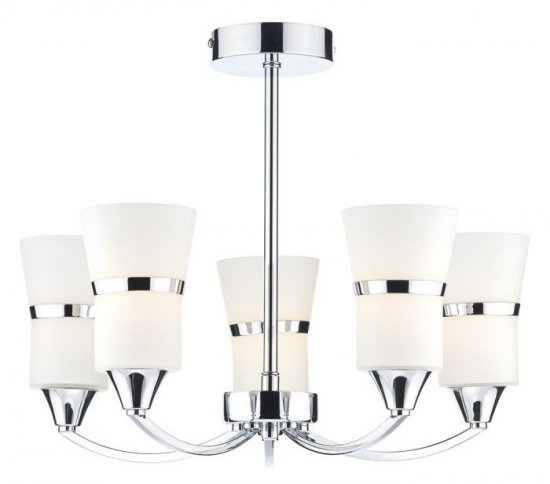 Dar Dublin 5 Light Semi Flush Polished Chrome LED