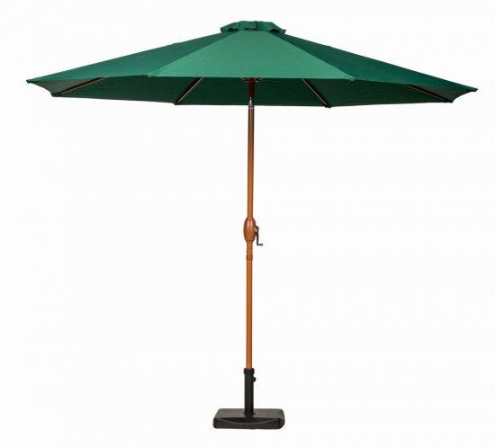 Green 3m Woodlook Crank and Tilt Parasol