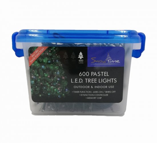 SnowTime 600 Pastel LED Tree Lights - Multicoloured