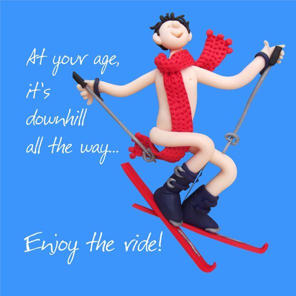 Birthday Card Rude Funny Humour Skiing Downhill Enjoy The Ride One Lump Or Two Sparkle