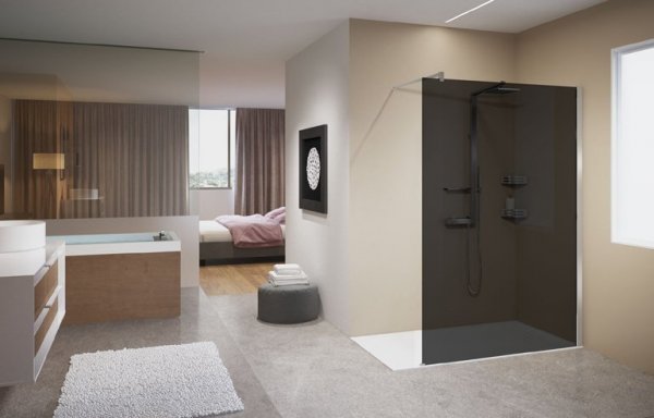 Novellini Kuadra H Fum 900mm Wetroom Shower Panel