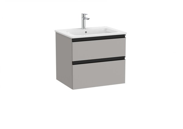 Roca The Gap Matt Grey 600mm 2 Drawer Vanity Unit with Basin