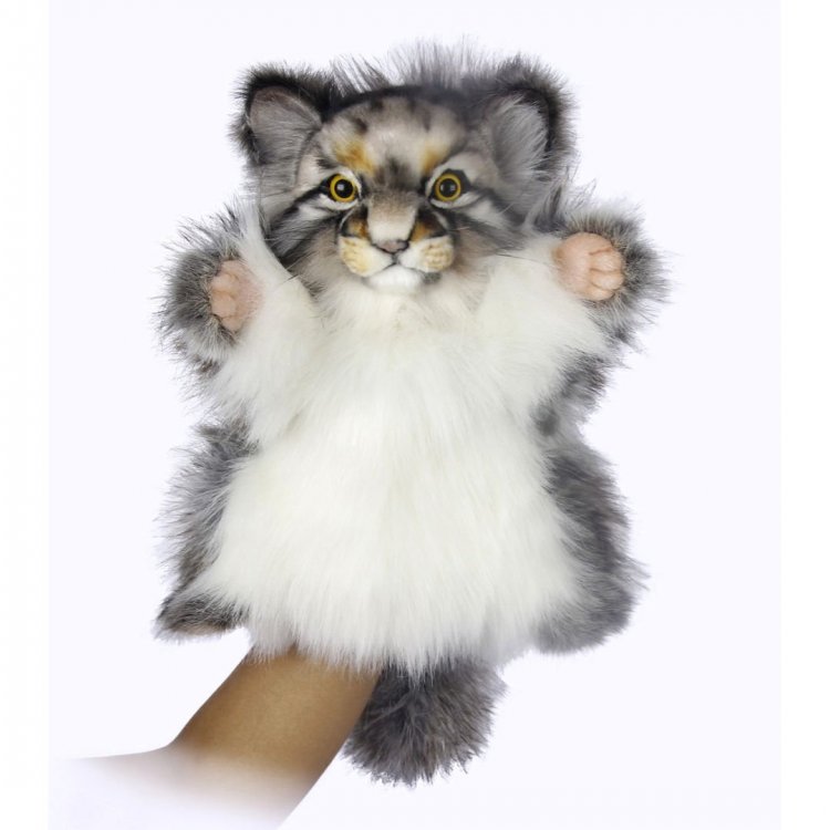 Soft Toy Hand Puppet Pallas Cat by Hansa 28cm H 7519 Sparkle