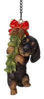 Christmas Hanging Mini Dachshund Puppy Dog Ornament - Indoor or Outdoor